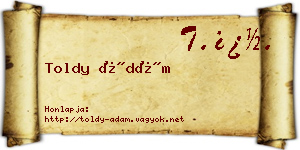 Toldy Ádám névjegykártya